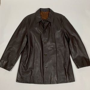 Men’s Brown Leather J Crew Coat Size L